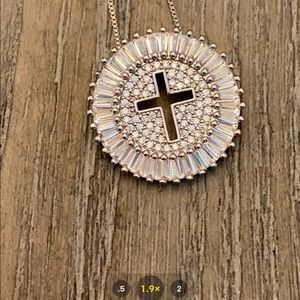 Silver Sunburst Cross Necklace